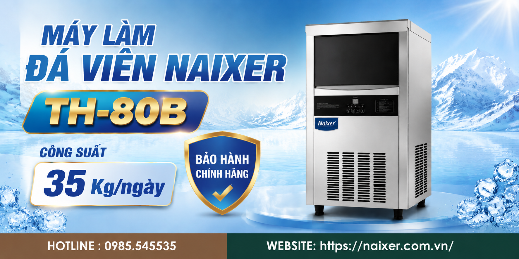 Giới thiệu máy làm đá dưới quầy NAIXER TH-80B