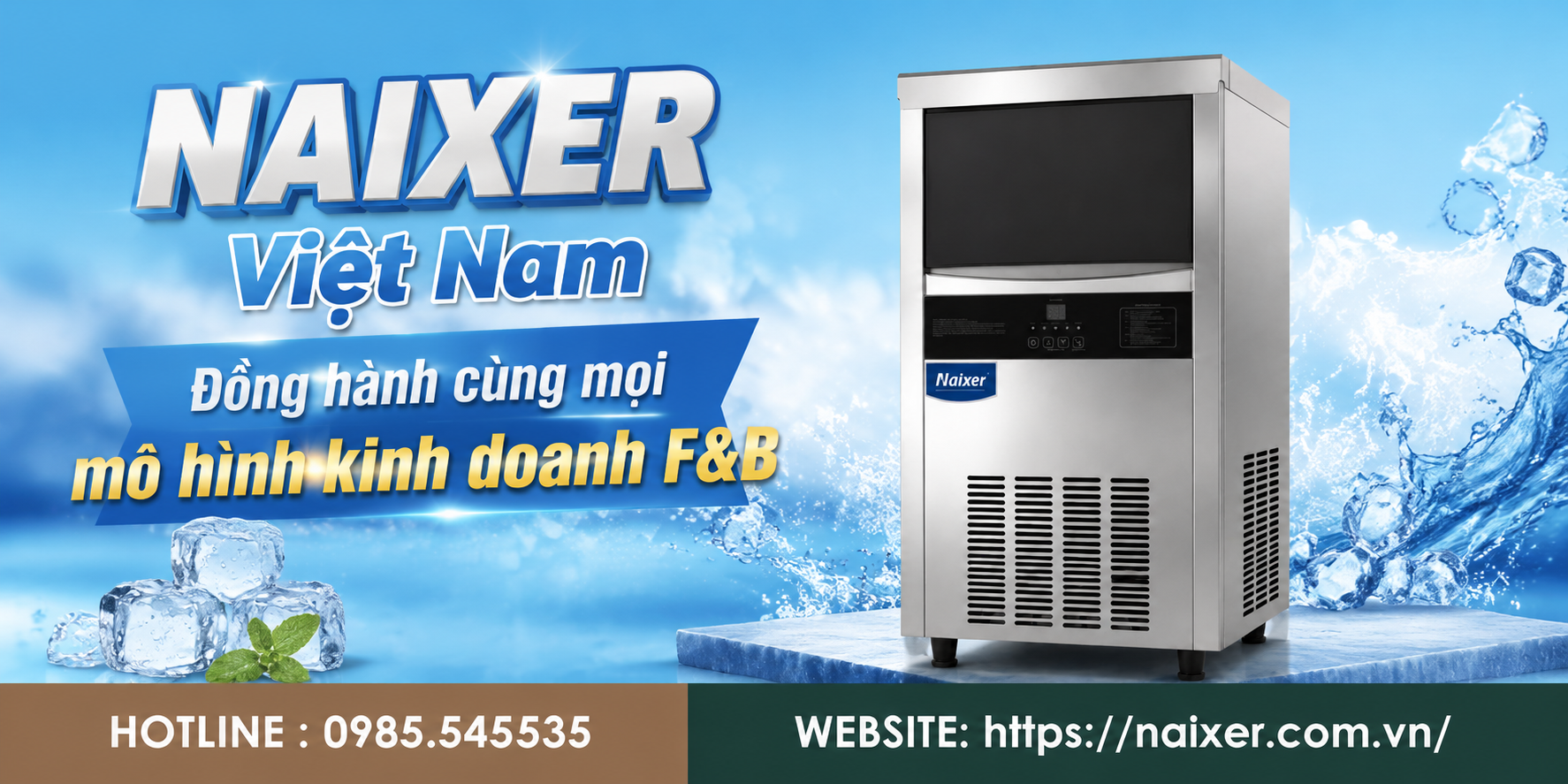 Máy Làm Đá Nhà Hàng Công Suất 50 Kg/Ngày – Giải Pháp Cấp Đá Sạch Trong F&B