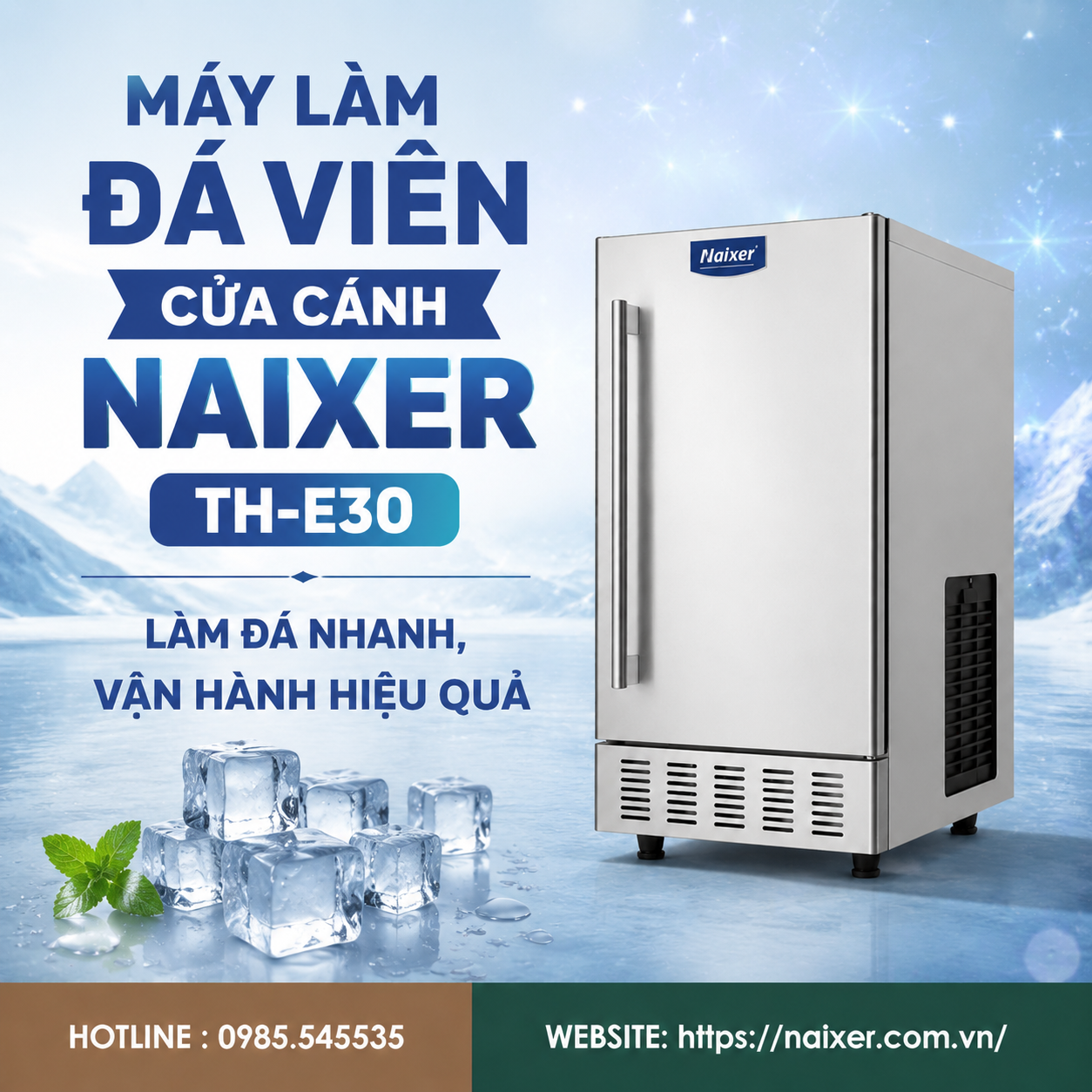 may-lam-da-tiet-kiem-dien-NAIXER-TH-E30 máy làm đá tiết kiệm điện NAIXER TH-E30